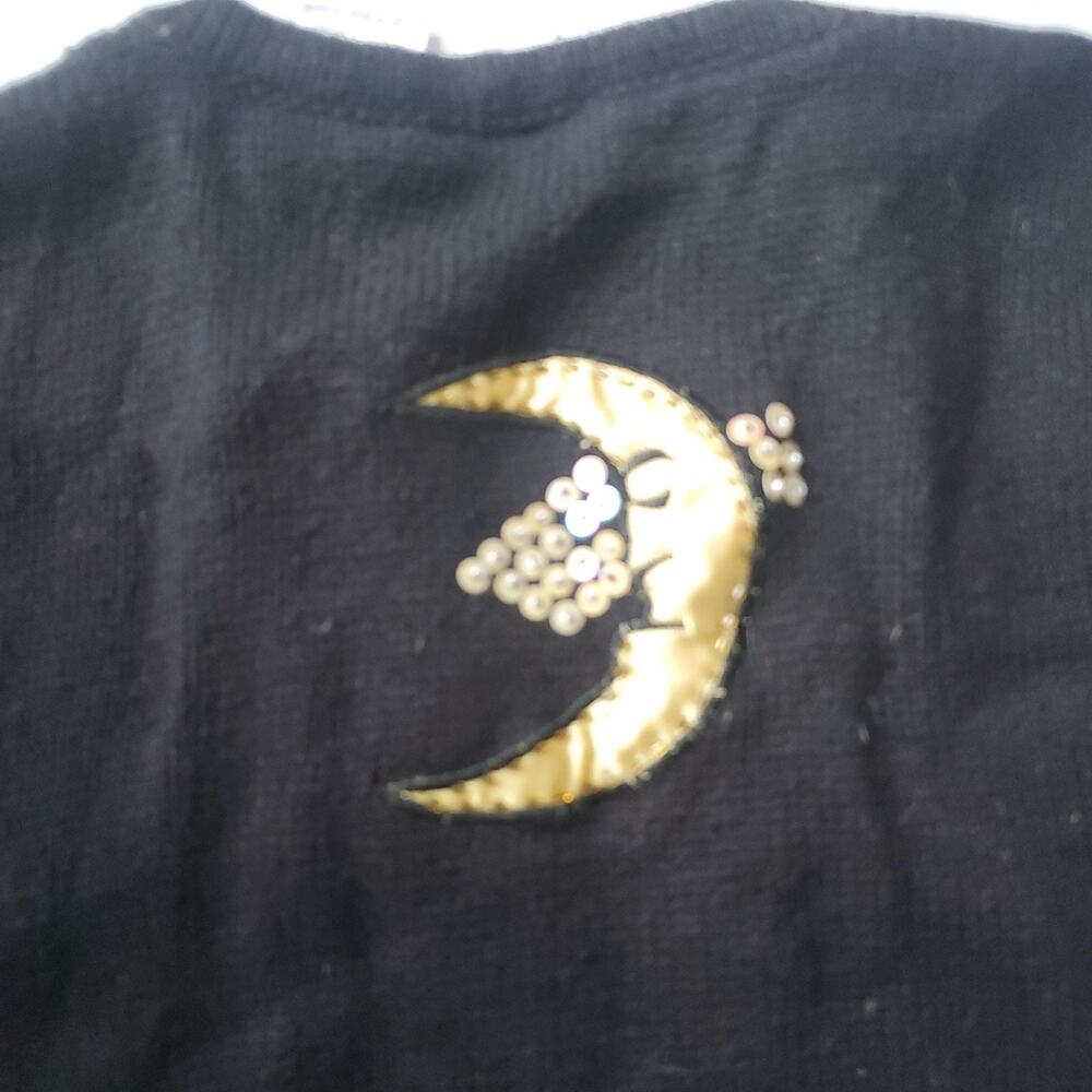 Bobbie Brooks Sweater Vest Womens Large Black Halloween Haunted House Knit - Picture 6 of 7